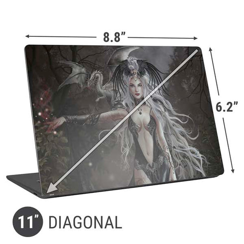 Gothic Princess with Silver Dragon by Nene Thomas Universal Laptop 11in (8.8 x 6.2in) Skin